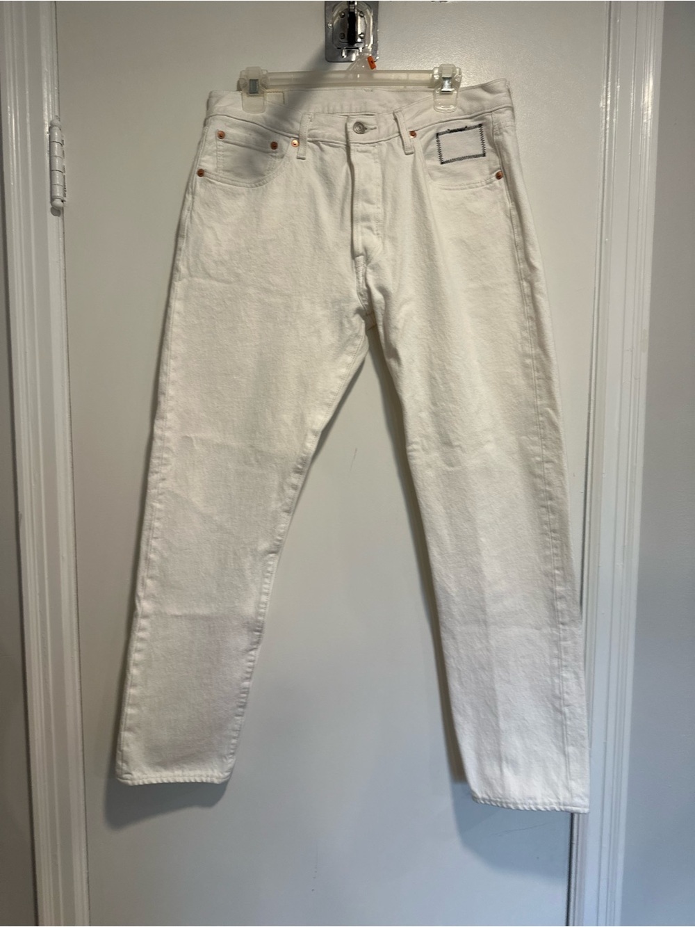 Levi’s 501 34x32 Justin Timberlake White Button Fly Fresh Leaves Denim Jeans